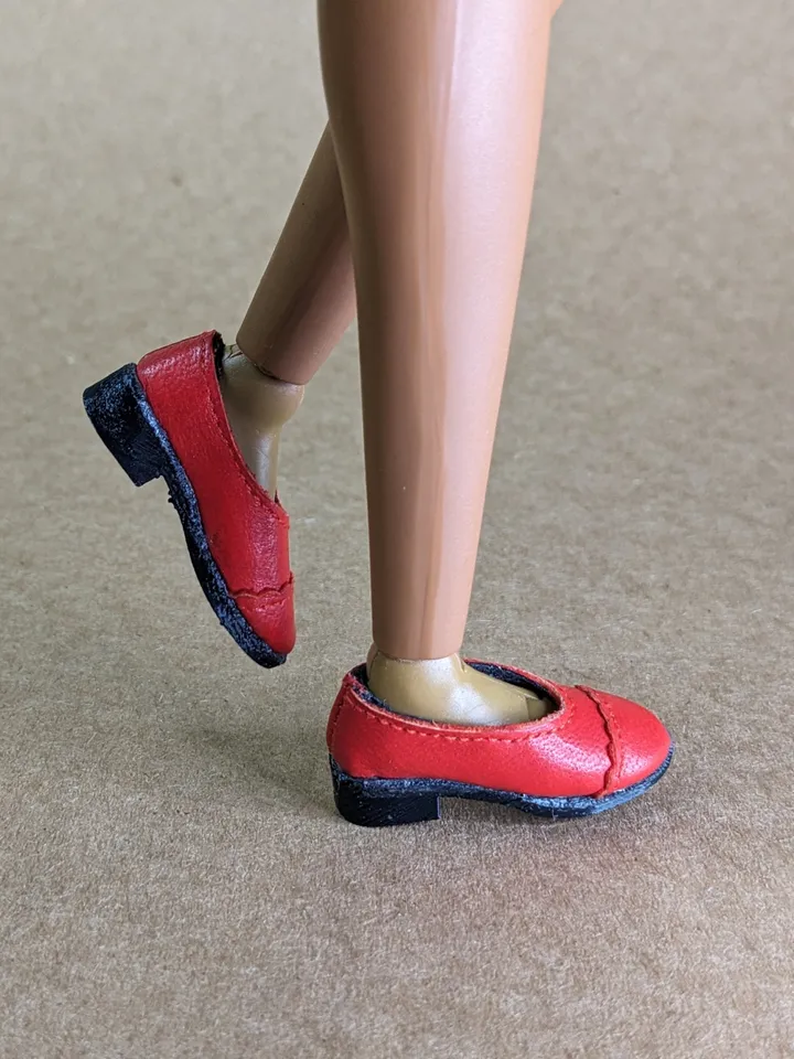 Handmade red & black leather Oxford shoes for 16-inch Integrity dolls (FR16)