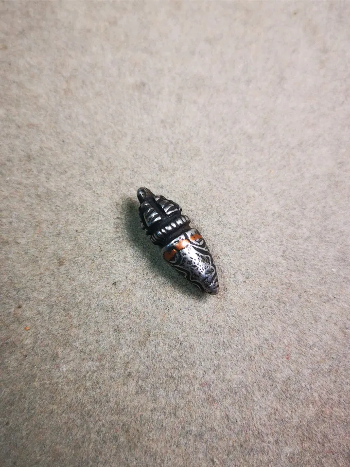 Gandhanra Handmade Tibetan Amulet,Stupa Pagoda Pendant Bead,Spacer Bead for Mala,Bag Hanging,Prayer Bead Accessories,0.9" × 0.3"