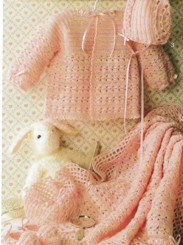 Cardigan baby crochet, lace baby cardigan , set baby crochet, hat crochet, blanket, card pdf