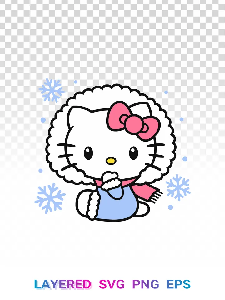 Hello Kitty Winter SVG, Sanrio Snow PNG Cricut Clipart