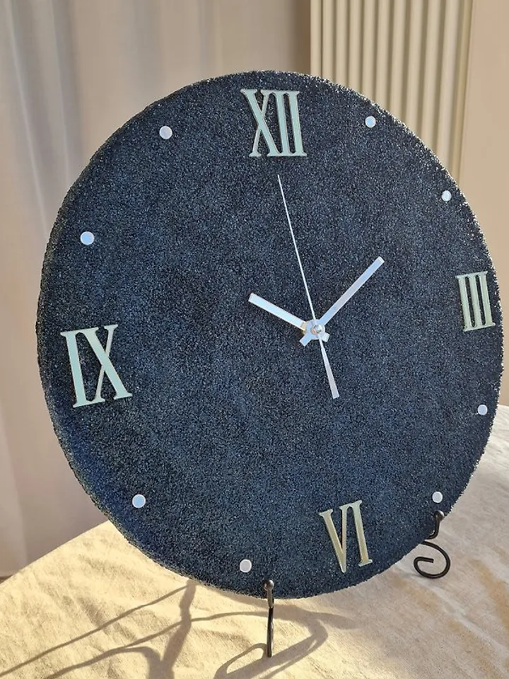Large gray stone wall clock 40 cm Modern wall clock Unique clock Silent clock