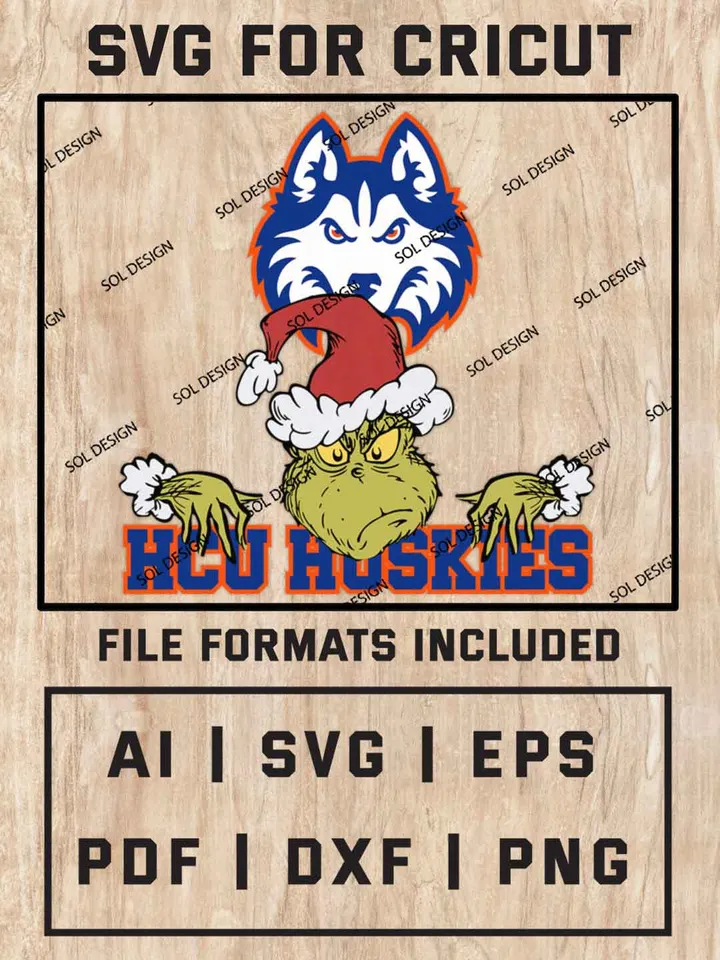 Grinch Houston Christian Huskies SVG, NCAA SVG Design, NCAA HCU Huskies SVG, NCAA Houston Christian Cricut, Christmas Svg, Grinch svg, Digital Download