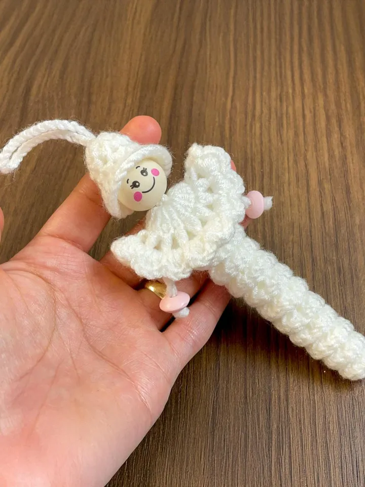 Crochet Caterpillar Angel Keychain PDF Pattern, Amigurumi Bug with Hat & Cape, Cute Guardian Angel Ornament DIY, Handmade Keychain Gift