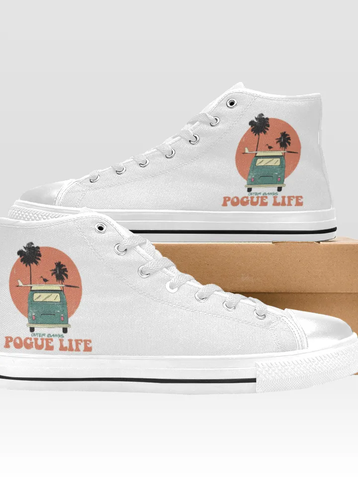 Outer Banks Pogue Life Shoes, High-Top Sneakers, Handmade Footwear