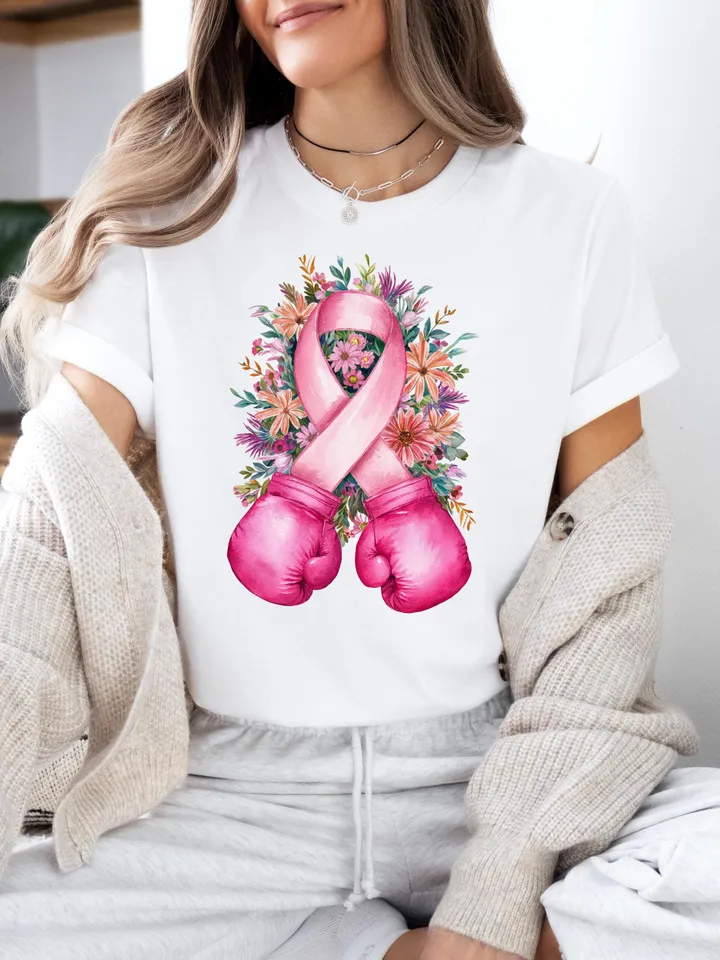 Breast Cancer with boxing gloves png sublimation design download, Breast Cancer png, Cancer Awareness png, sublimate designs download