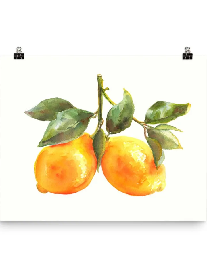 Lemon Watercolor Painting, Still Life Lemon, Yellow Art Print, Kitchen Wall Decor, Italian Kitchen Art, Country Kitchen, Farmhouse Art Print