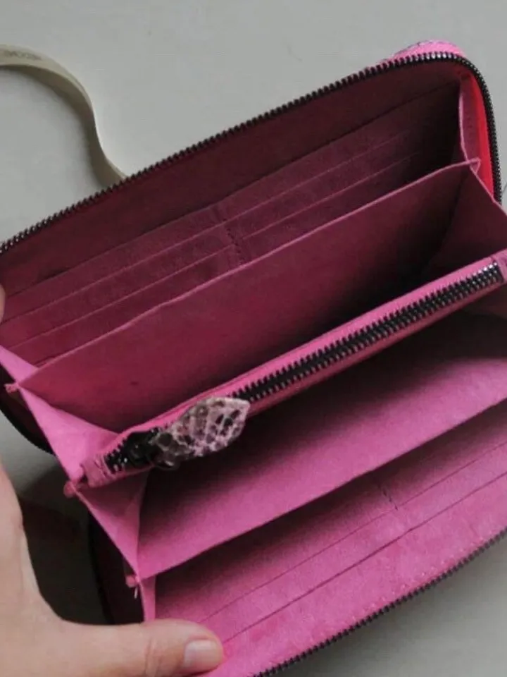 Genuine python skin wallet light pink classy multicoloured, woman wallet men wallet, unisex wallet leather pythonskin,design wallet handmade