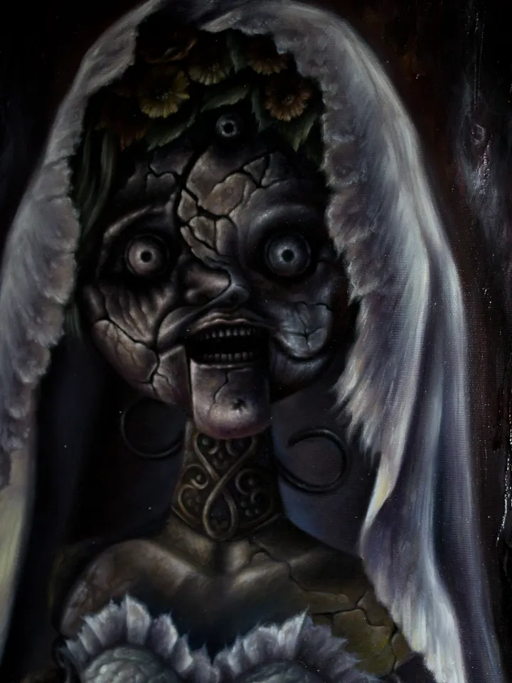 Original oil painting Resident Evil Angie with a frame