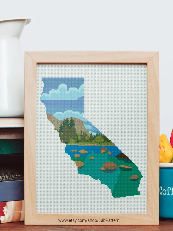 California State Silhouette Cross stitch pattern | Embroidery Pattern | Instant Download | Embroidery Designs