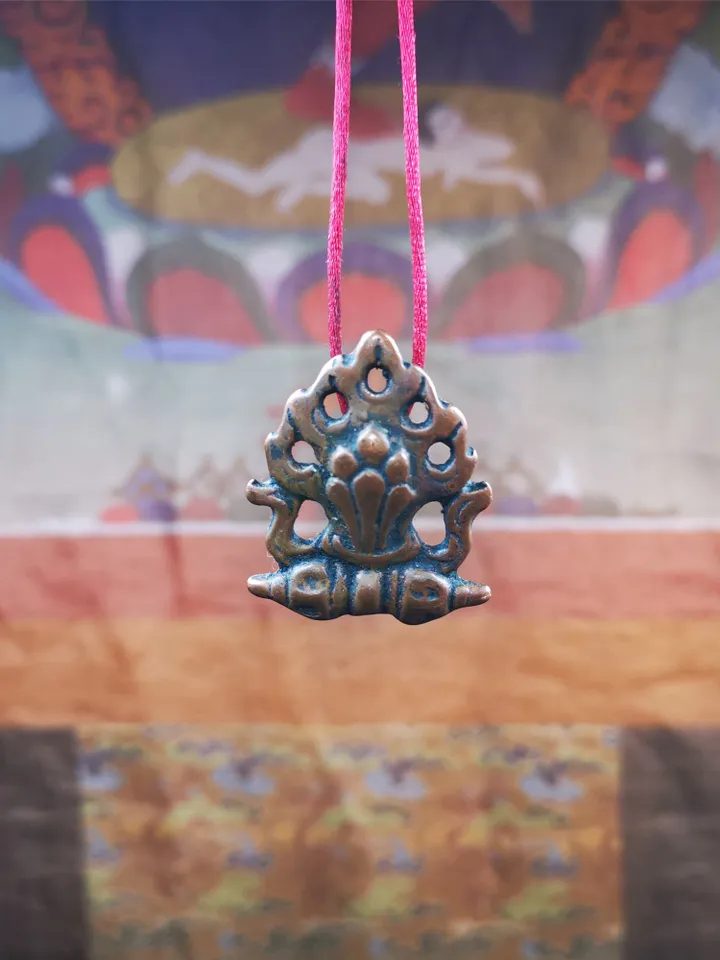 Gandhanra Antique Tibetan Buddhist Amulet,Mani Jewel/Wish Fulfilling Cintamani Badge, Nubro,80 Years Old