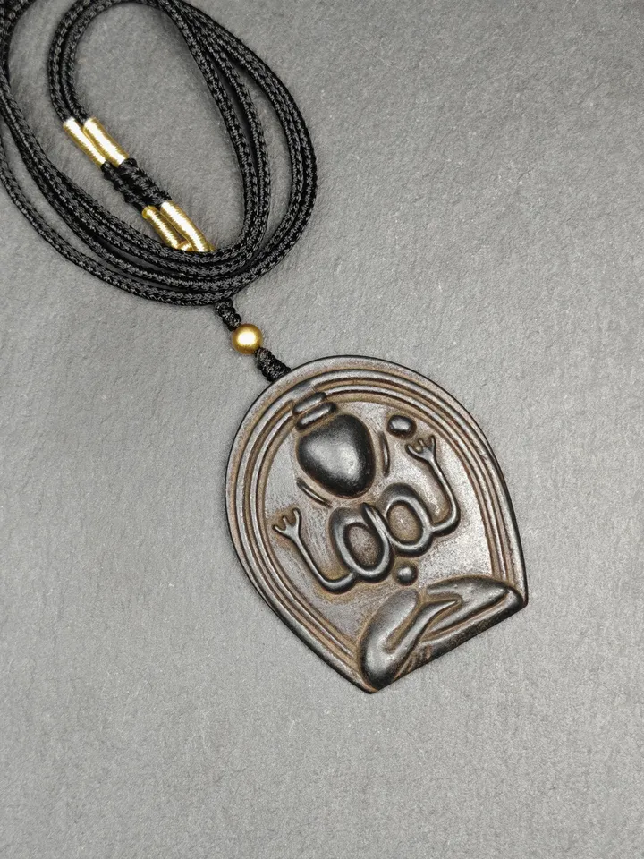 Vintage Tibetan Chenrezig / Padmapani Amulet,Gandhanra Buddhism Badge Pendant, Spiritual Gift,Protective Charm,Made of Thokcha,49×42mm