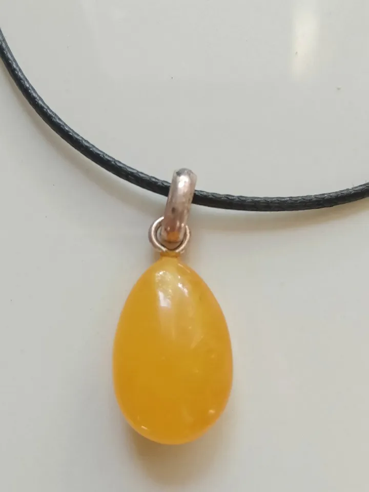 Small Amber Healing Stone Pendant Gift for Girl Women Natural Baltic Amber Protection from the evil eye, from anxiety. Minimalism Summer Everyday eco-friendly jewelry
