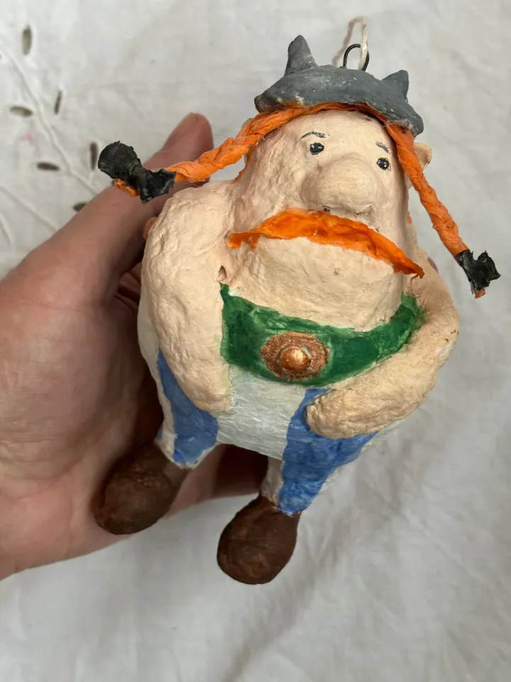 Christmas Ornaments- Obelix. Handmade Art Doll. Xmas tree toy Spun cotton doll.