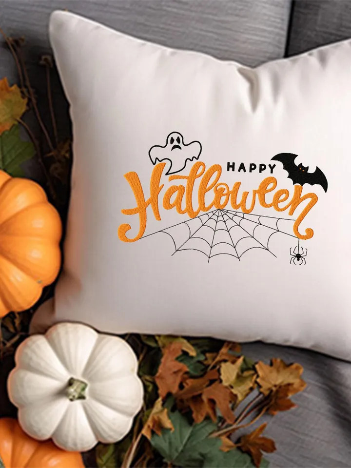 Happy halloween machine embroidery pattern 4 size Happy halloween embroidery design, Halloween embroidery pes instant download #R34