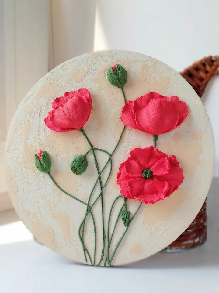 Bouquet of forget-me-nots and snowdrops painting Floral painting gift Home decor Roud painting with 3D forget-me-nots and snowdrops Wall decor for Gift for woman Floral painting Wildflower Home decor Mom gift