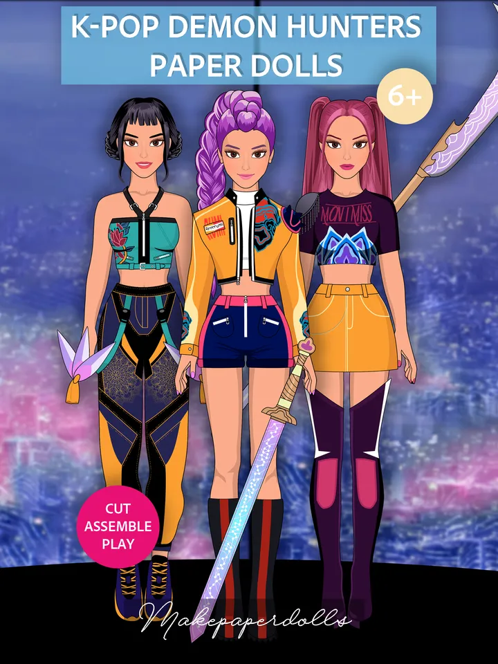 K-pop Demon Hunters Paper Dolls