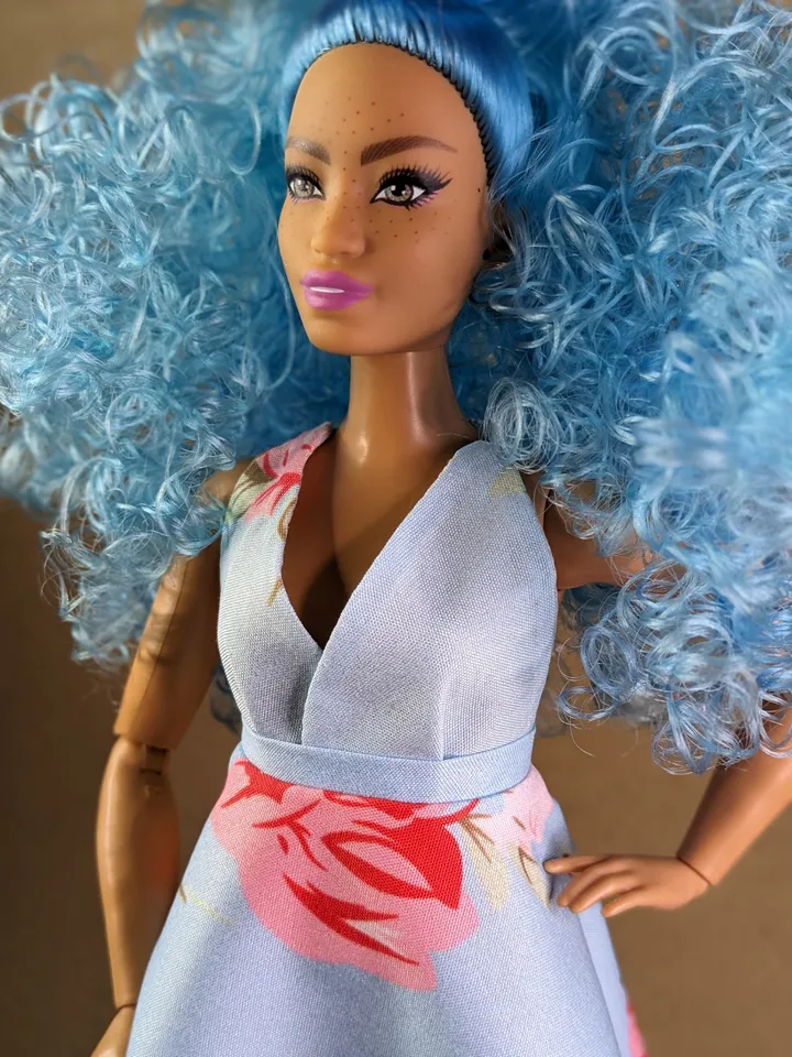 Handmade blue evening maxi dress for 1/6 scale fashion female dolls