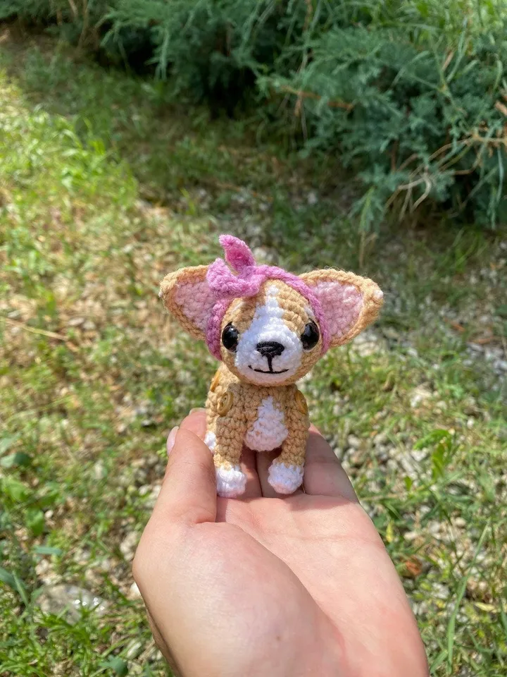 PDf Chihuahua Dog in a Bag Crochet pattern, Crochet Animal Pattern, Crochet Puppy, Amigurumi baby toy, Crochet Cute Dog Amigurumi