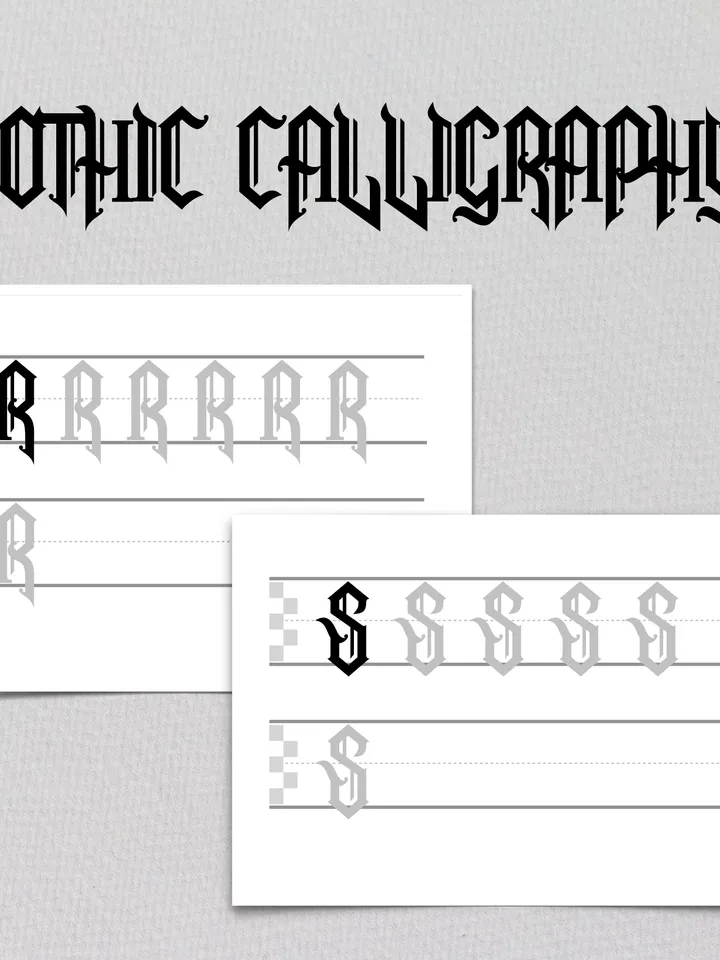 Printable Gothic Letters Worksheets • Gothic Calligraphy Practice Template Pdf