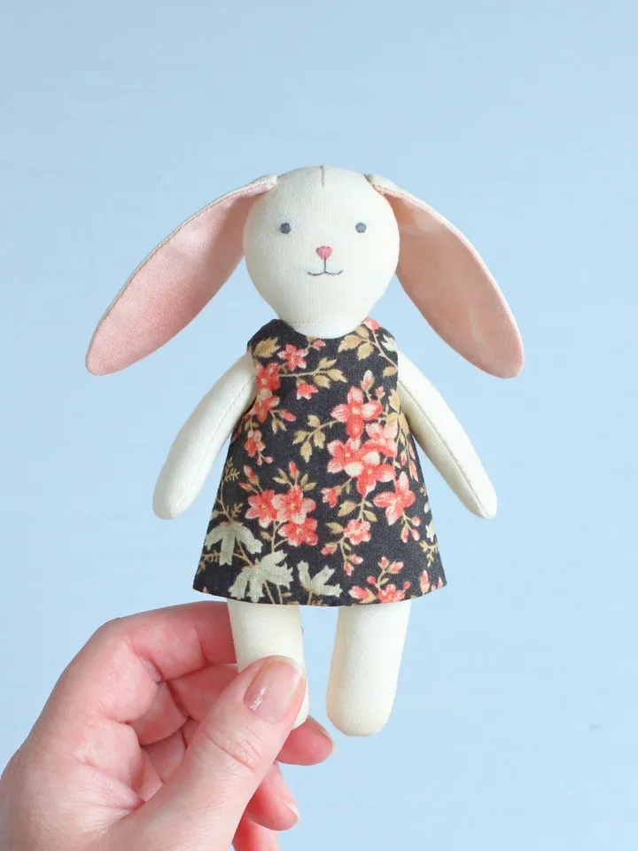 2 PDF Mini Bunny with Clothes and Basket Sewing Patterns Bundle