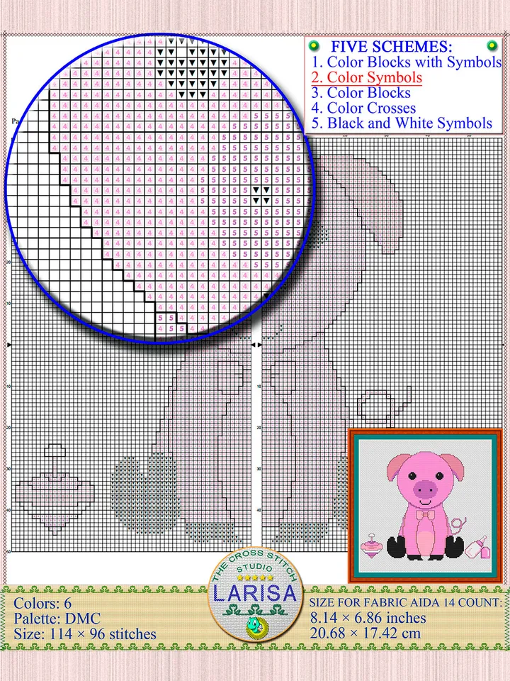 Pig Cross Stitch Pattern | Piggy’s Picture Chart
