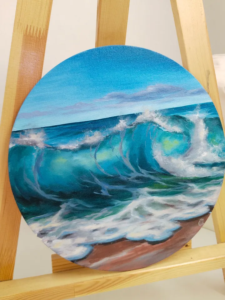 Seascape round oil painting
