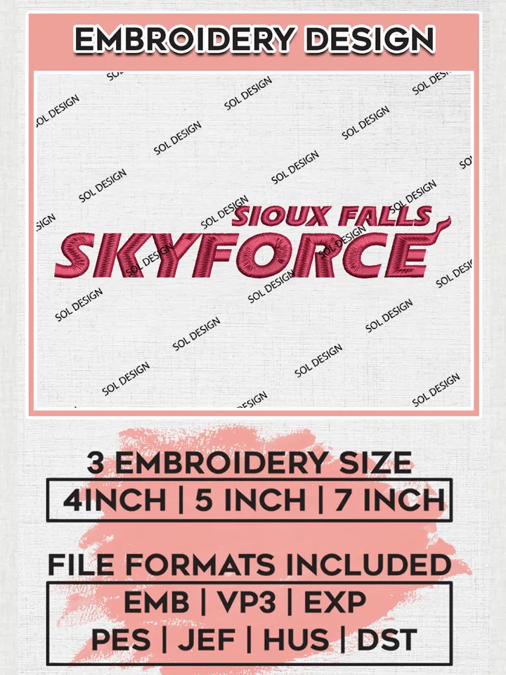 Sioux Falls Skyforce Team Wordmark Logo Embroidery Designs, NBA G League Team Embroidery Files, Basketball Machine Embroidery Designs, NBA Sioux Falls Skyforce Team Logo, Sport Machine Embroidery Design, Digital Download