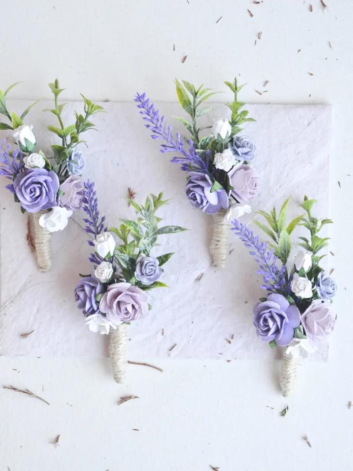 Lavender boutonniere, Purple rustic boutonniere, Pink white purple, Lavender wedding bouquet,Purple boutonniere,Lavender