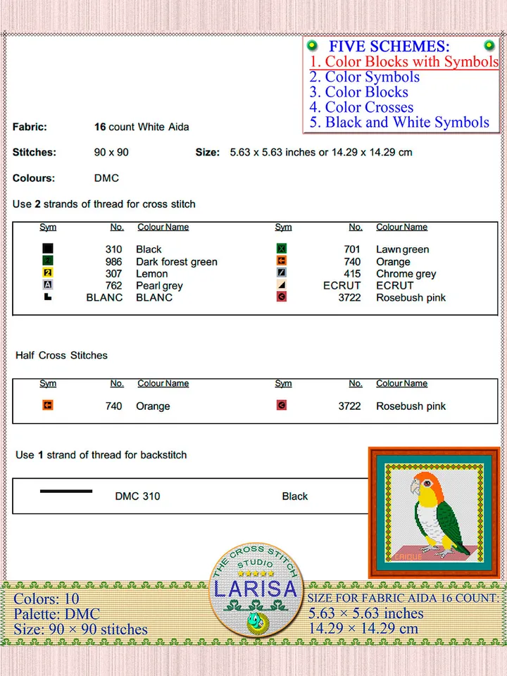 Caique Cross Stitch Pattern | Caique Parrot