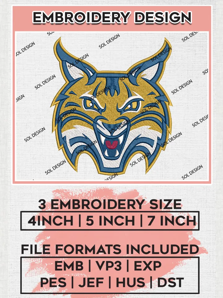 Quinnipiac Bobcats Logo Machine Embroidery Design, NCAA Quinnipiac Bobcats Embroidery Design Design files, NCAA Embroidery Designs, NCAA Machine Embroidery Designs, Digital Download