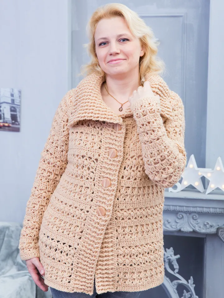 Warm Button Cardigan Crochet Pattern