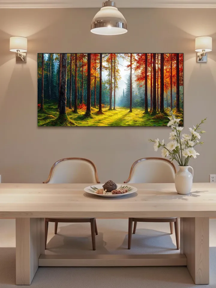 Original Autumn Forest Oil Painting On Canvas, Fall Colors Landscape Art, Nature Wall Art, Woodland Scene, Original Artwork, Forest Path Art