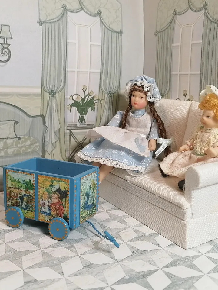Trolley for dollhouse. Doll toy.1:12 scale.