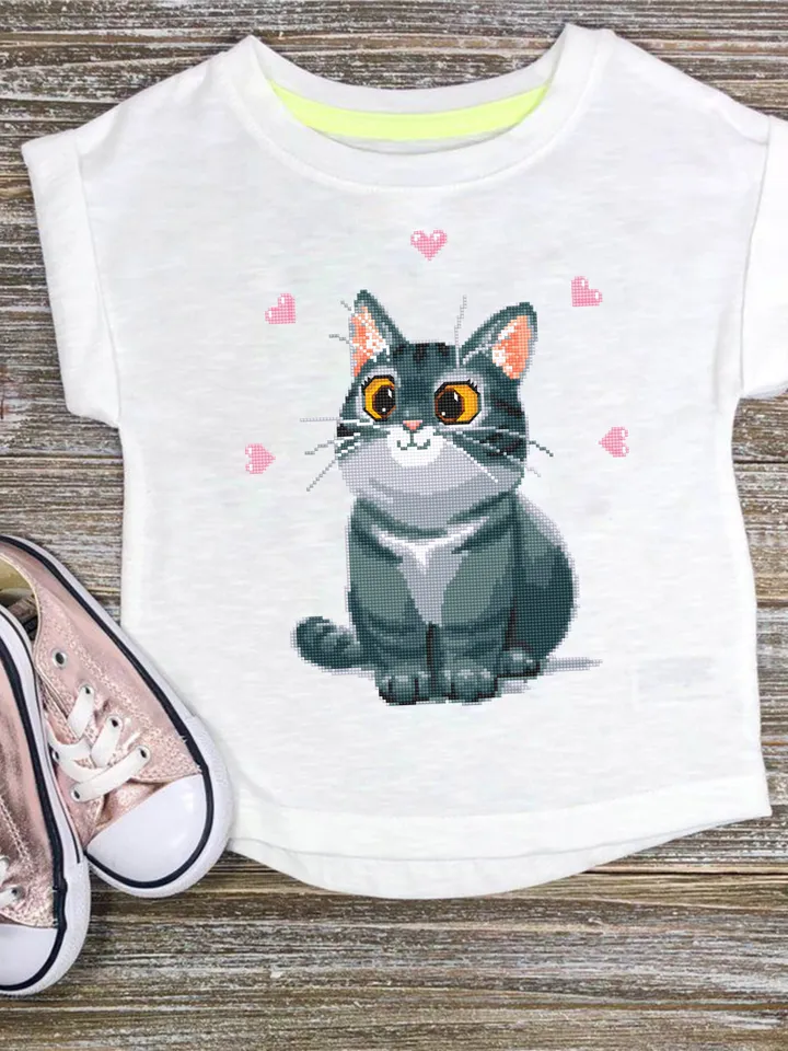 Cute gray cat cross stitch pattern download PDF Animal cross stitch chart, Cat hand embroidery PDF, Easy cross stitch Gift for cat lover #K3
