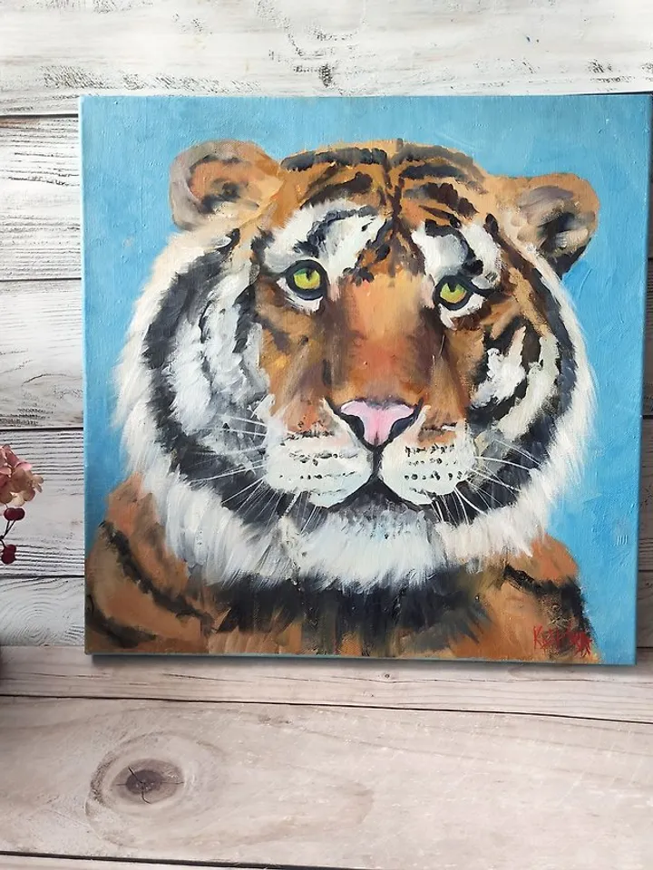 Tiger Original Art Predator Oil Painting Tiger Wall Art