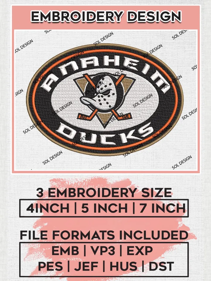NHL Anaheim Ducks Logo Embroidery Designs, NHL Anaheim Ducks Machine Embroidery Designs, NHL Ducks Designs, NHL Machine Embroidery Designs, Digital Download