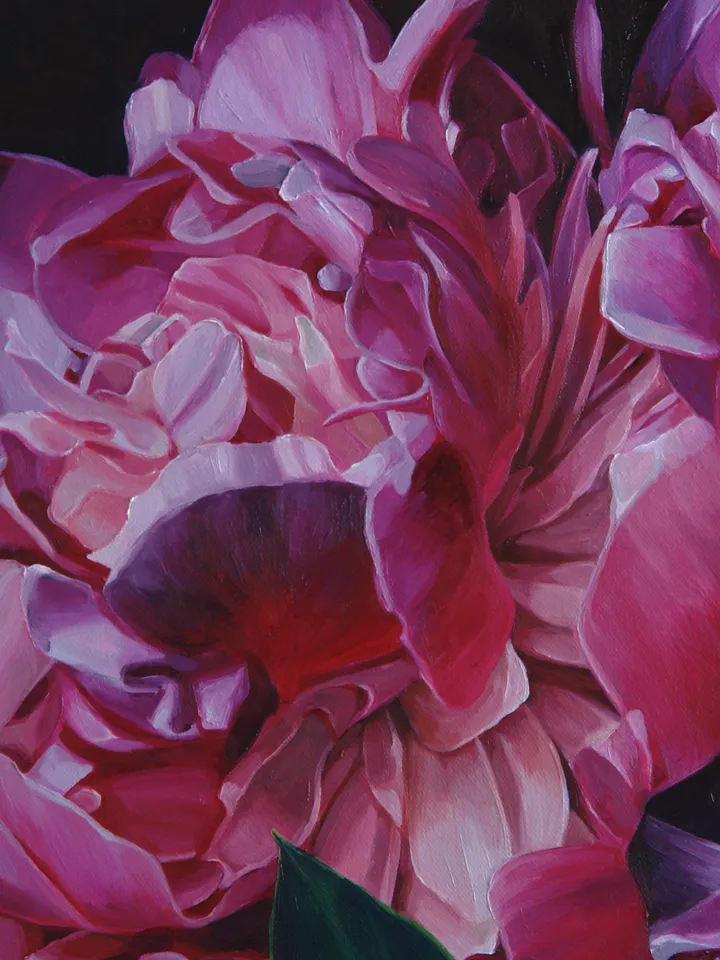 Purple peonies large oil painting