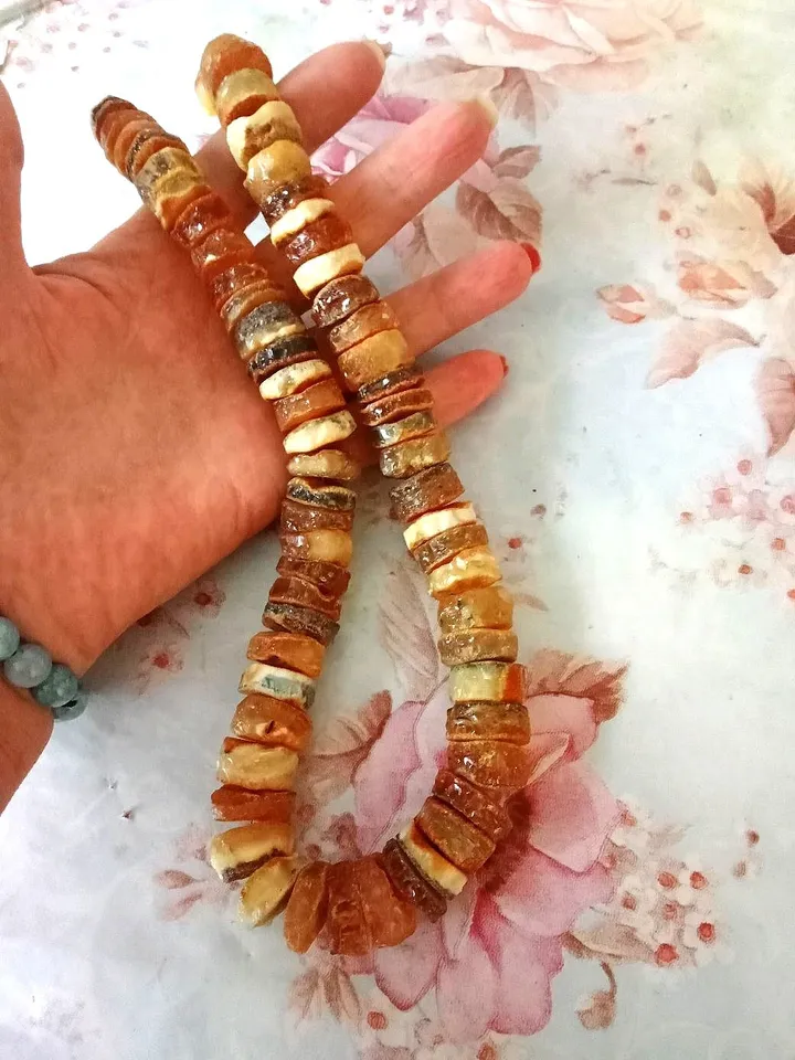 Amber Big Beads Necklace Baltic Raw Amber Yellow Healing Gemstone Jewelry for adults Holiday Gift for woman mother