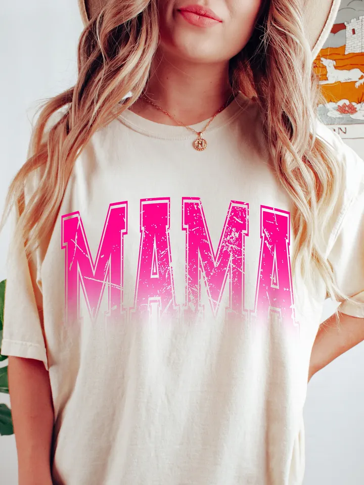 Varsity Font Mama PNG, Gradient Distressed Faded Varsity Mama Png, Grunge Mom Digital File, Collegiate Mama Shirt Design, Mama Dtg Ombre
