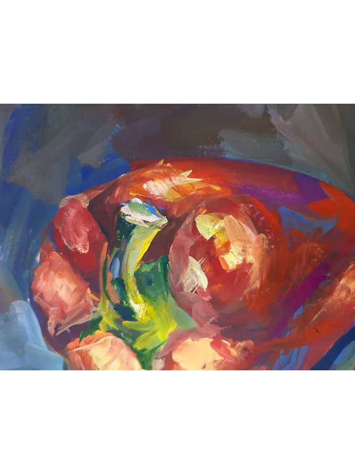 Red Bell Pepper Painting 5x6" ORIGINAL ART Gouache Impressionist Fine Art Signed by artist Marina Chuchko