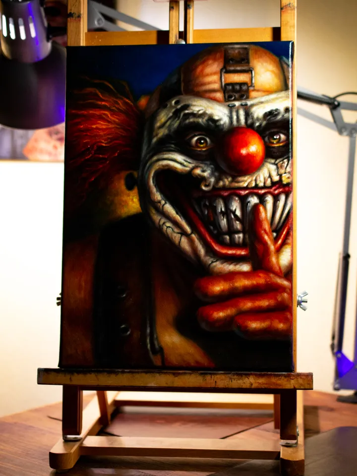 Original oil painting Twisted Metal Sweet Tooth
