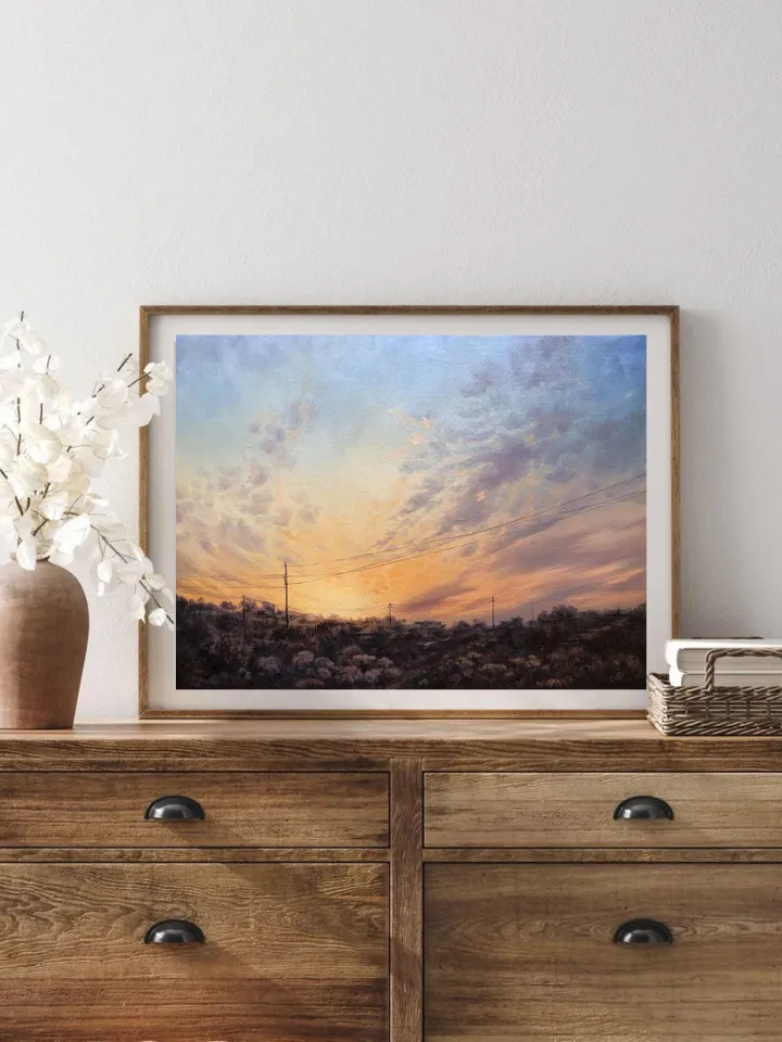 Sunset Original Oil Painting Sunrise Landscape