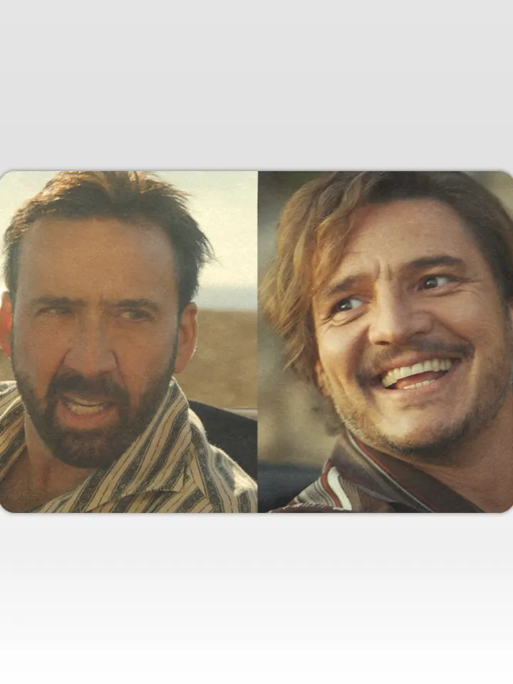 Nicolas Cage Looking at Pedro Pascal DoorMat