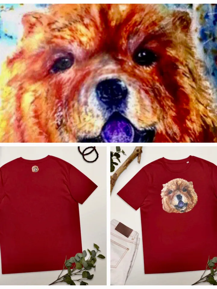 Chow chow Unisex organic cotton t-shirt made with my original watercolour painting,funny animals shirts, dogs lovers designer wearable gifts