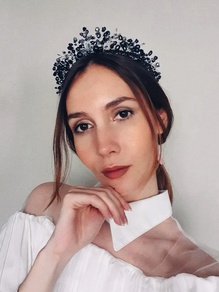 Black crown, Black tiara, Halloween headpiece, Black diadem, Halloween crown,Gothic headpiece, Gothic crown, Halloween