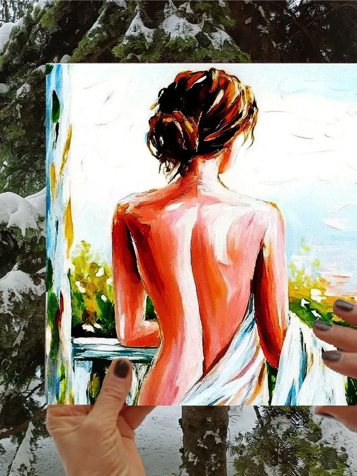 Girl Body Painting young woman Original Art woman Abstract Wall Art Gay Wall Decor Gifts for Him Personalized Gifts by ArtProkopaloSv