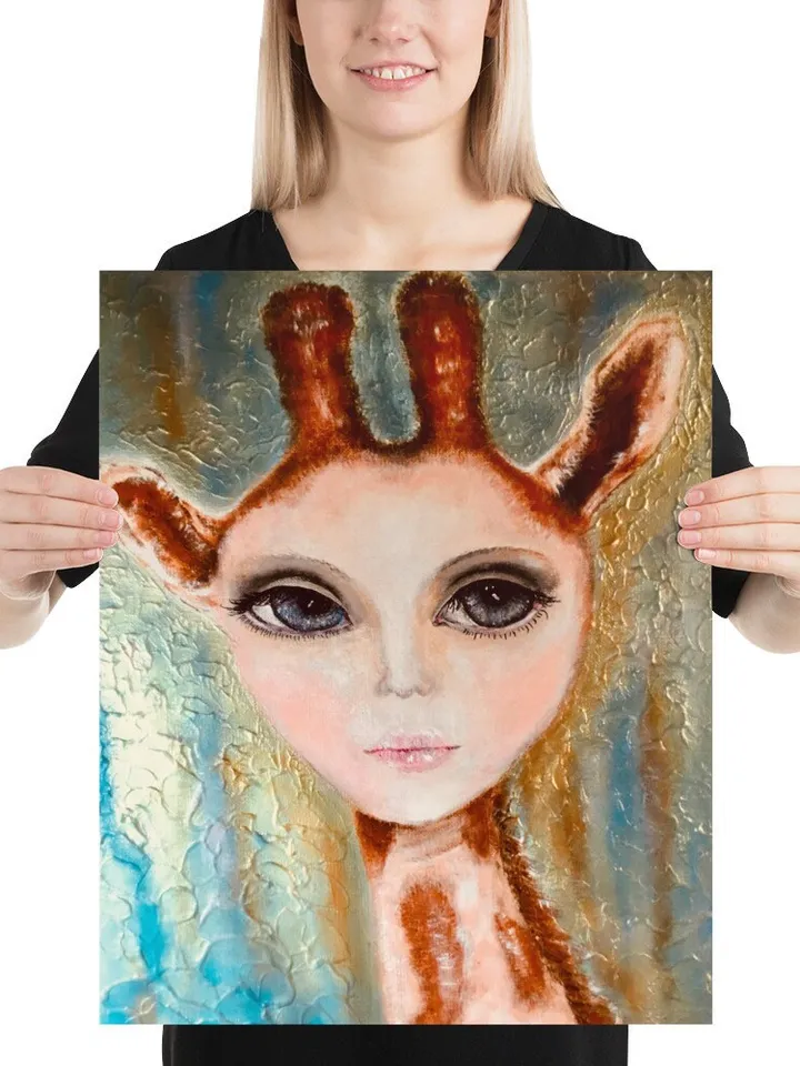 Woman girrafe Photo paper poster