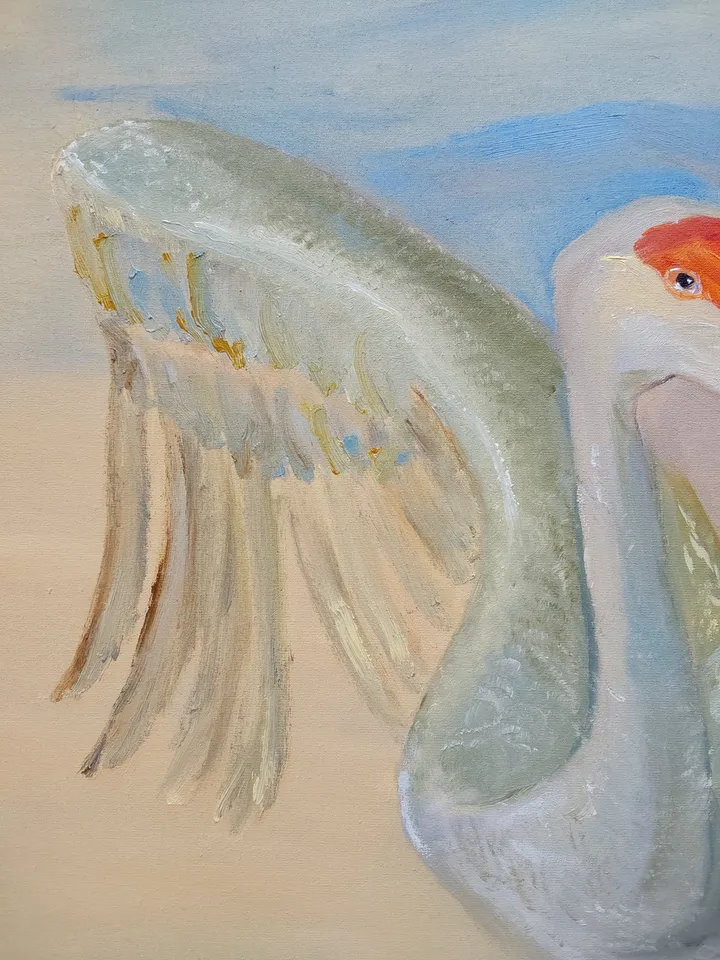 "Dance of the Crane" large oil painting on canvas 50x100cm (20x40 inches)