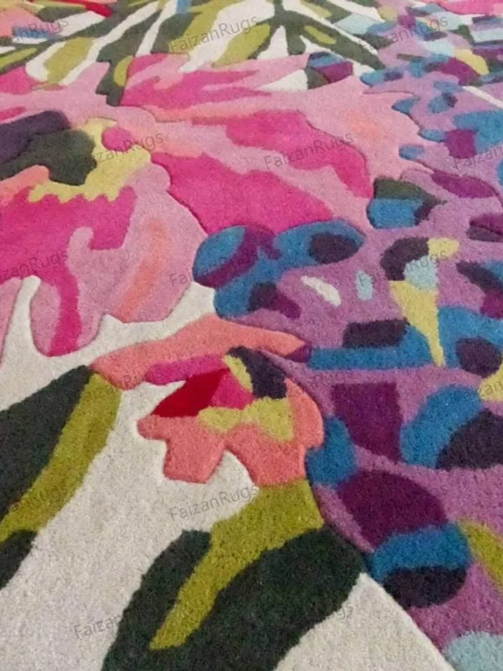 Buy Floral Rugs Hand Tufted Hand Woven with 100% Wool in All Regular Size 5x8, 6x9, 8x10, 9x12, Multi Color in Floral Design, Stunning Rugs.
