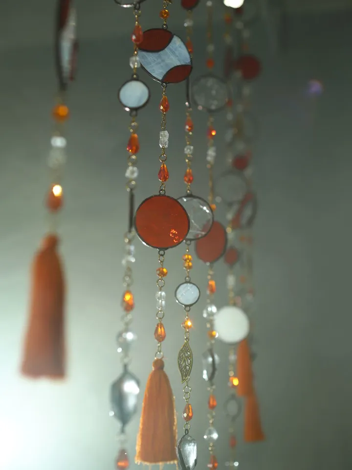 Stained Glass: Garlands. Tiffany Technique, Sparkling Stained Glass Garlands,Tiffany Art Glass Hanging Decorations, 
Handmade Crystal & Stained Glass Chains,Fairytale Glass Garlands,Artisan Stained Glass Tassel Garland,Shimmering Tiffany-Style Home Decor